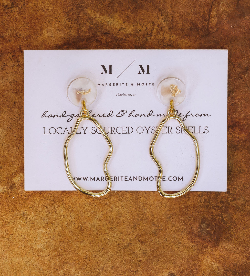 Abstract Oyster Earrings - White Shells