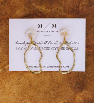 Abstract Oyster Earrings - White Shells