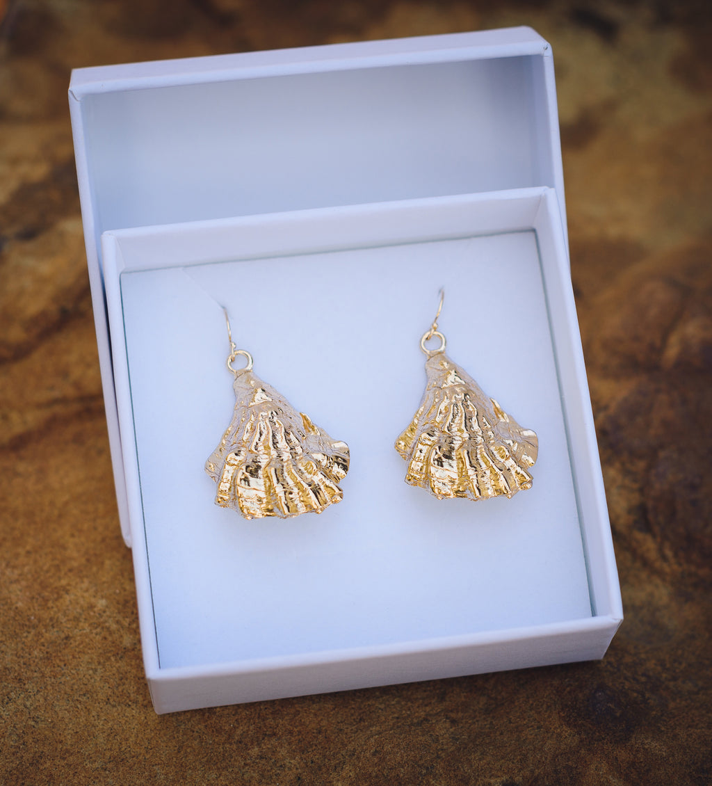 Golden Oyster Earrings