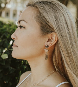 Crystal Earrings - Black Shells