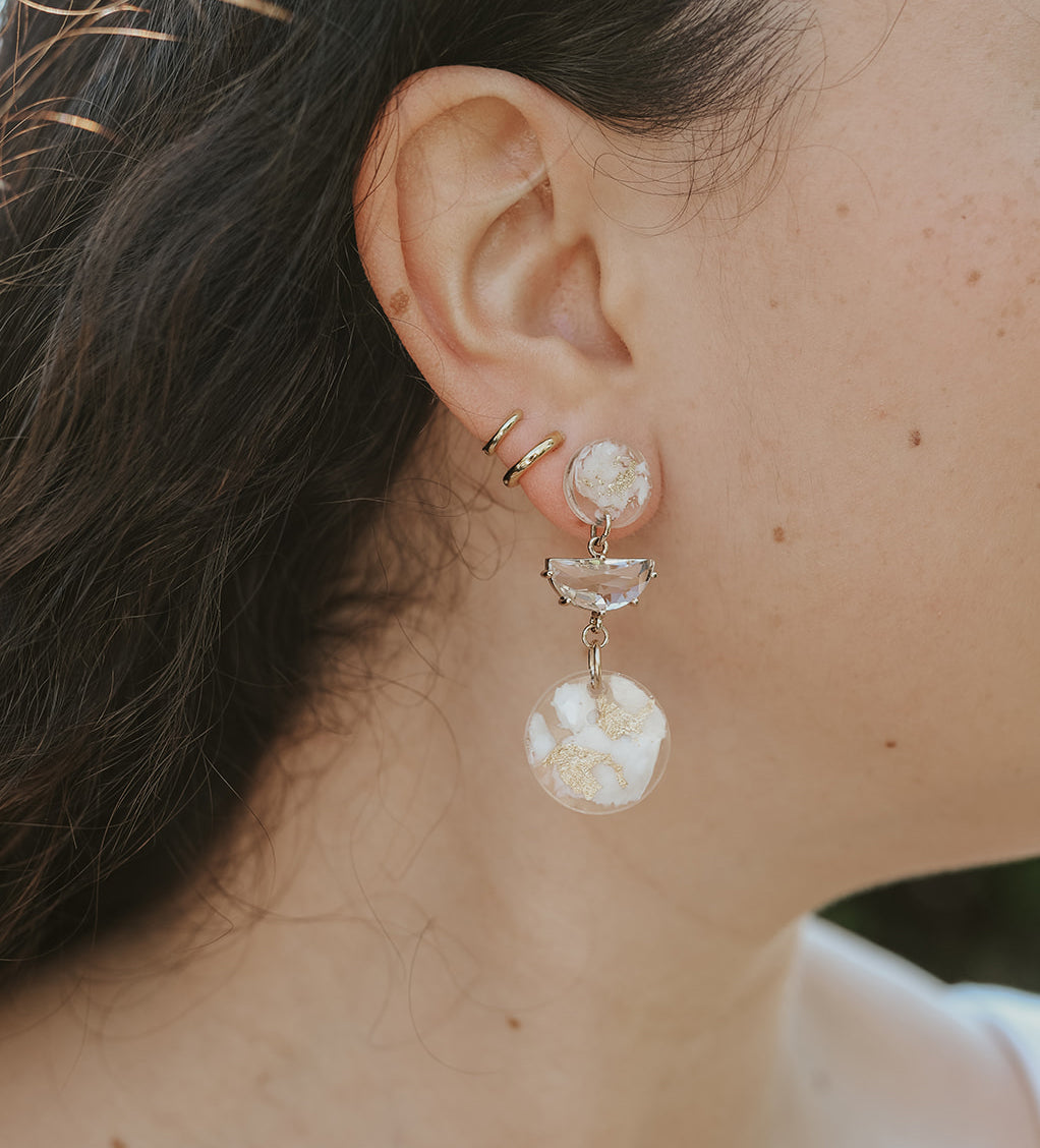 Crystal Earrings - White Shells