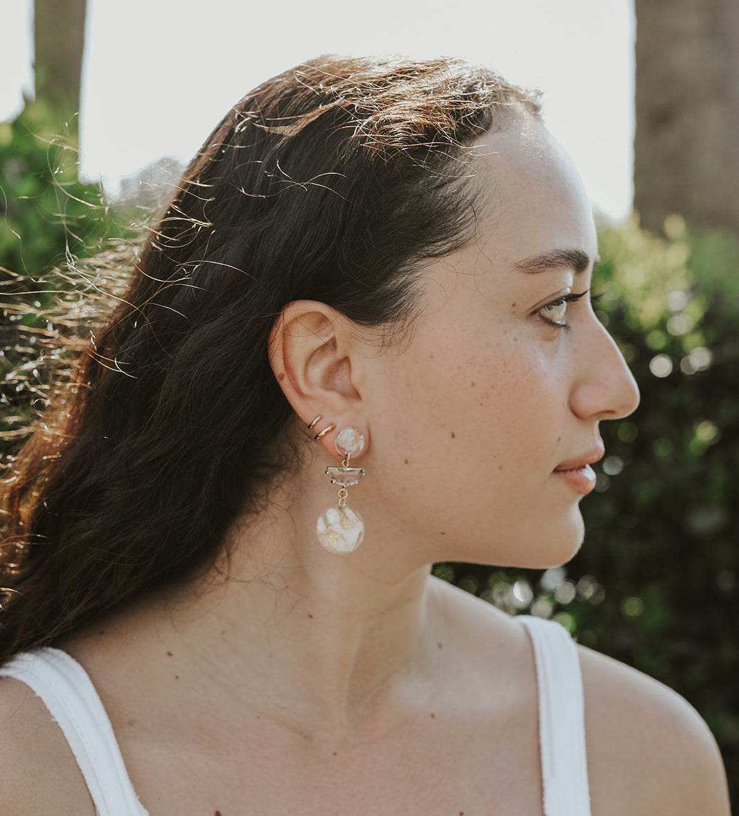 Crystal Earrings - White Shells