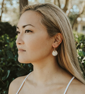 French Hook Earrings - White Shells